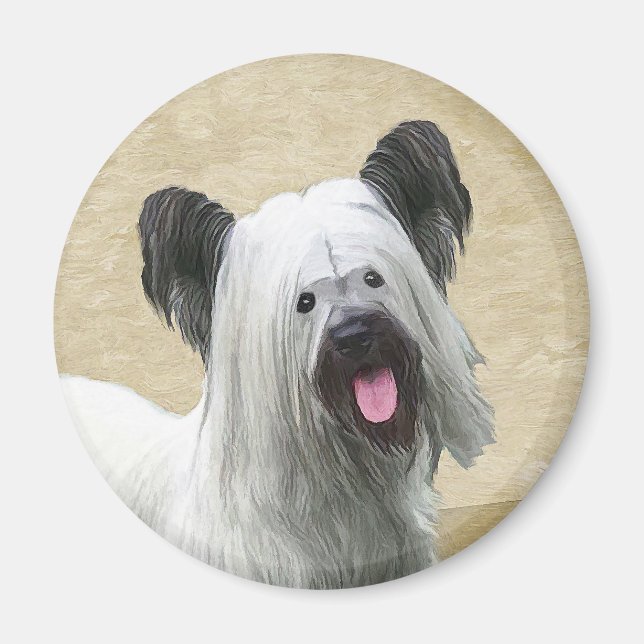Imán Pintura Skye Terrier - Arte Perro Original. (Frente)