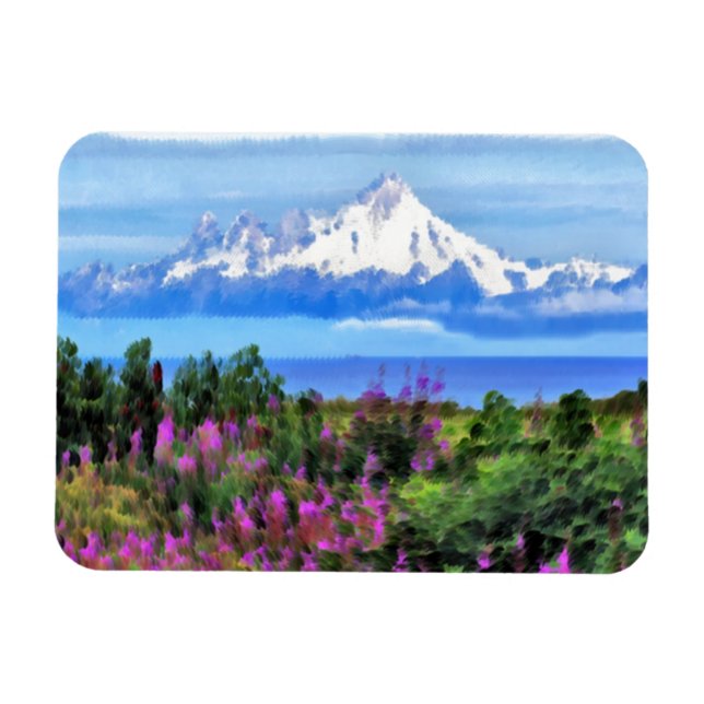 Imán Pintura surrealista de Alaskan Wilderic (Horizontal)