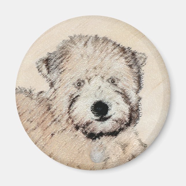 Imán Pintura Terrier de Ruedas Recubiertas Blancas Arte (Frente)