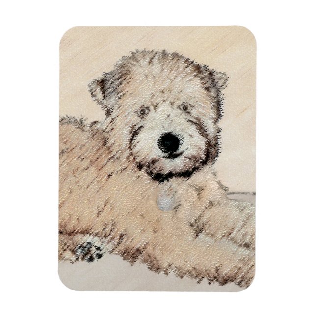 Imán Pintura Terrier de Ruedas Recubiertas Blancas Arte (Vertical)