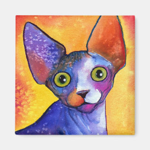 Imán Pintura vibrante del gato 3 del sphynx