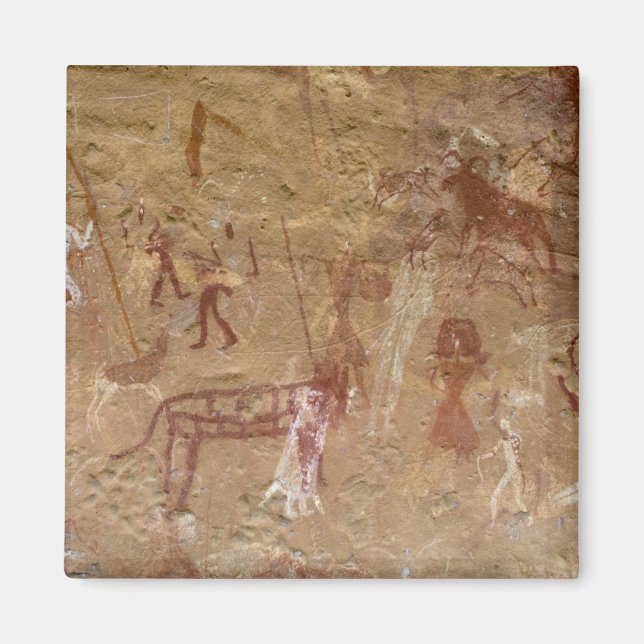 Imán Pinturas rupestres prehistóricas, Akakus, Sahara (Frente)