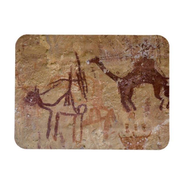 Imán Pinturas rupestres prehistóricas con camellos y (Horizontal)