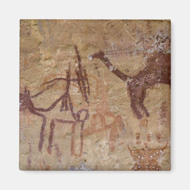 Imán Pinturas rupestres prehistóricas con camellos y (Frente)