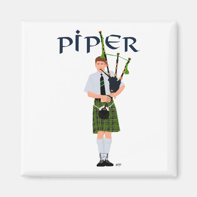 Imán PIPER Cuadros Verdes (Frente)