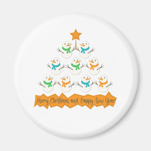 Imán Pirámide de árboles de Navidad hecha de muñecos de