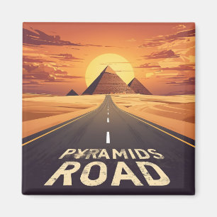 Imán Pirámides de la carretera al atardecer Arte de via