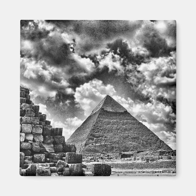 Imán Pirámides en blanco y negro (Frente)