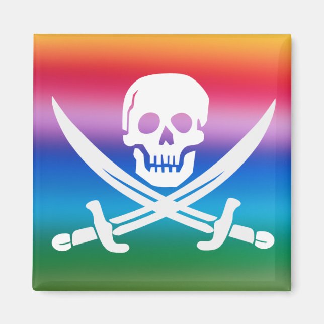 Imán Pirata arcoiris Jolly Roger Magnet (Frente)