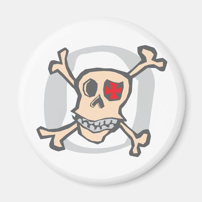 Imán Pirata: Calavera y huesos cruzados (Frente)