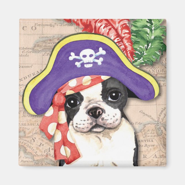 Imán Pirata de Boston Terrier (Frente)