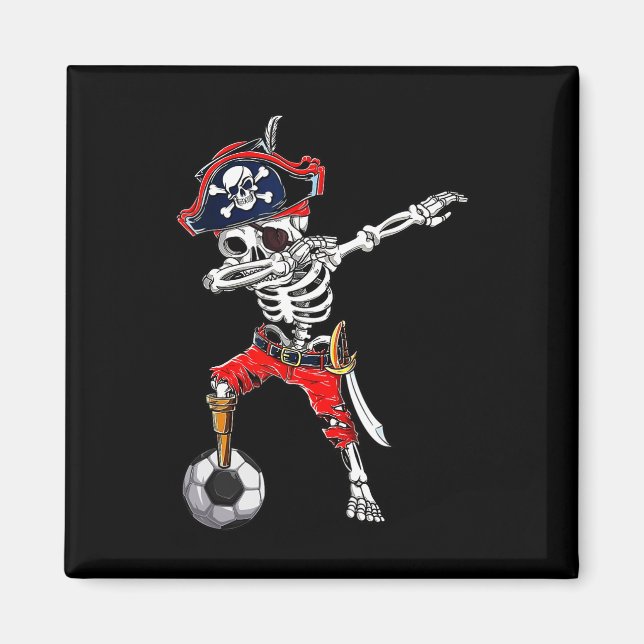 Imán Pirata De Esqueleto De Dabbing Y Fútbol Ll Hallowe (Frente)