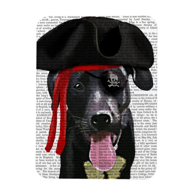 Imán Pirata de Labrador Negro (Vertical)
