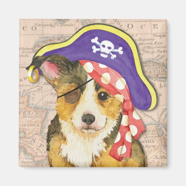 Imán Pirata de Pembroke Welsh Corgi (Frente)
