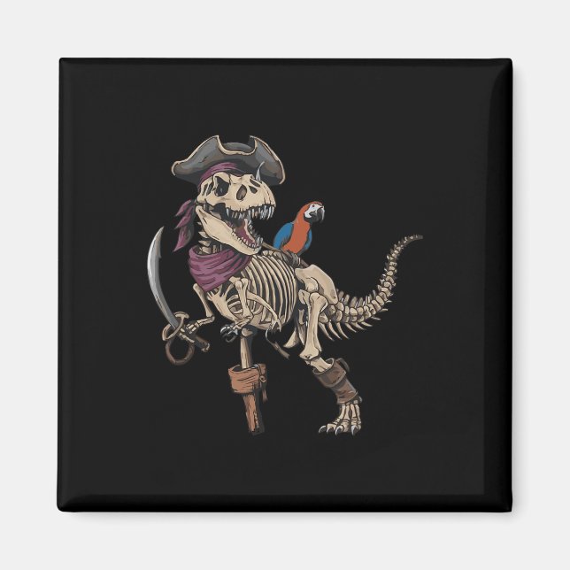 Imán Pirata Esqueleto Dinosaurio T Rex Divertido Tyrann (Frente)