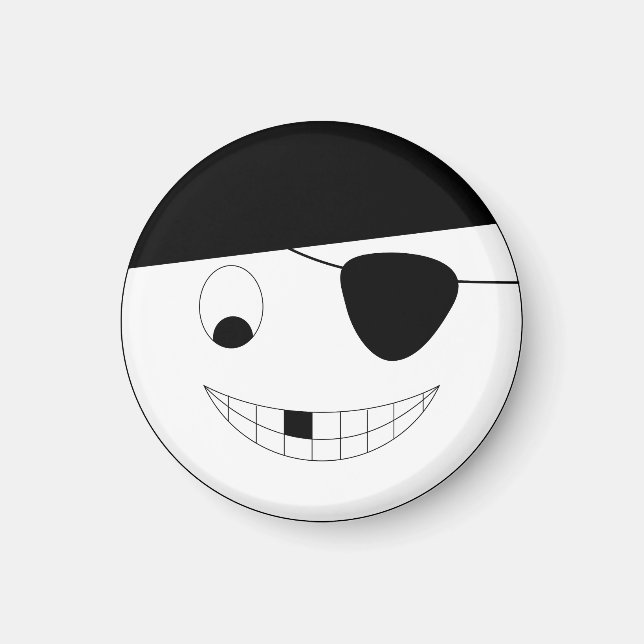 Imán Pirata facial sonriente Jolly Roger Magnet (Frente)