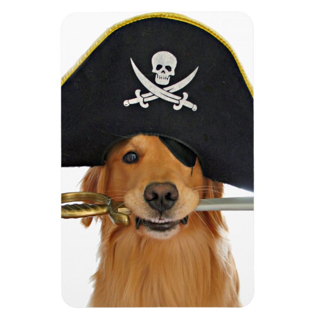 Imán Pirata Golden Retriever Halloween (Vertical)