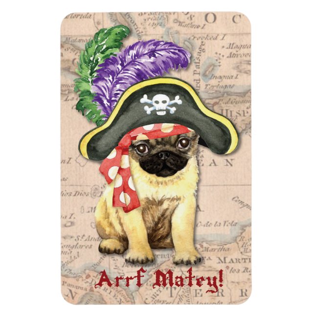 Imán Pirata Pug (Vertical)