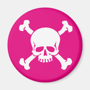 Imán Pirata rosa, cruz y huesos