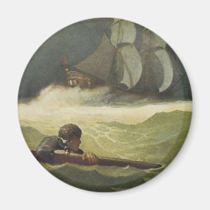 Imán Piratas antiguos, naufragio del pacto por NC Wyeth
