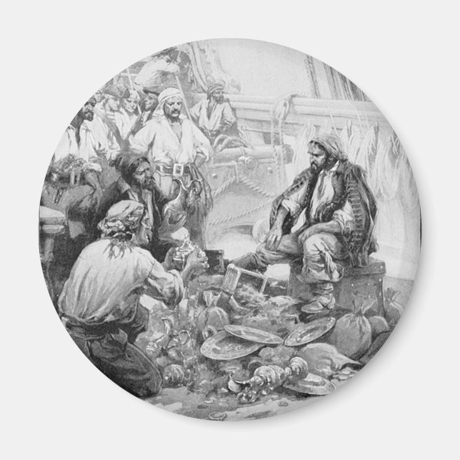 Imán Piratas de la época cuentan sus tesoros y saqueos (Frente)