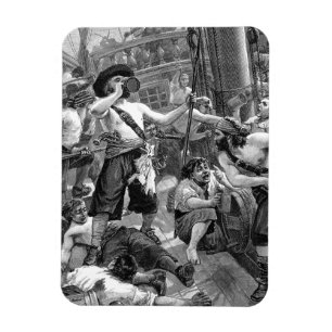 Imán Piratas de la época peleando y bebiendo en el barc