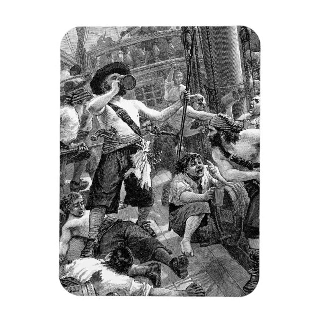Imán Piratas de la época peleando y bebiendo en el barc (Vertical)