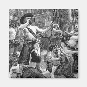 Imán Piratas de la época peleando y bebiendo en el barc