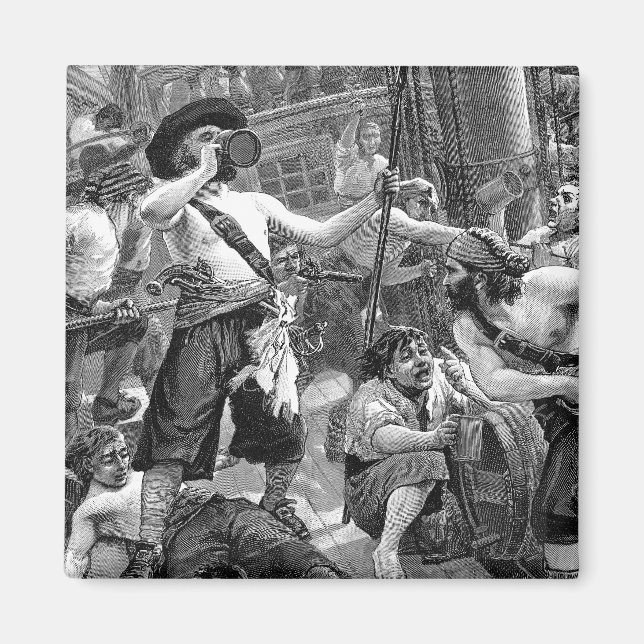 Imán Piratas de la época peleando y bebiendo en el barc (Frente)