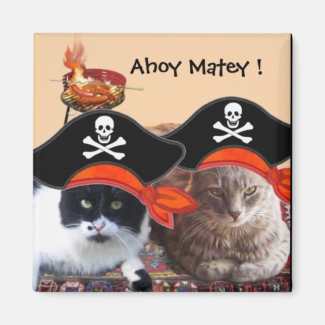 Imán PIRATE CATS, habla como un Fiesta de barbacoa del  (Frente)