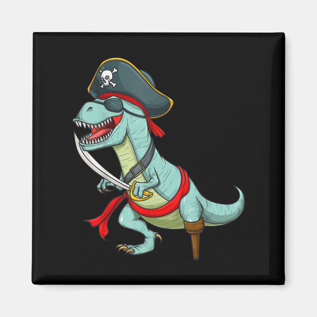 Imán Pirate Dinosaur T Rex Funny Tyrannosaurus Hallowee (Frente)