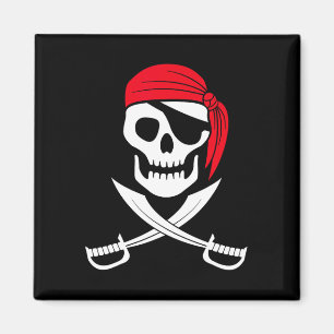 Imán Pirate Skull Red Bandana Sword Costume Regalo