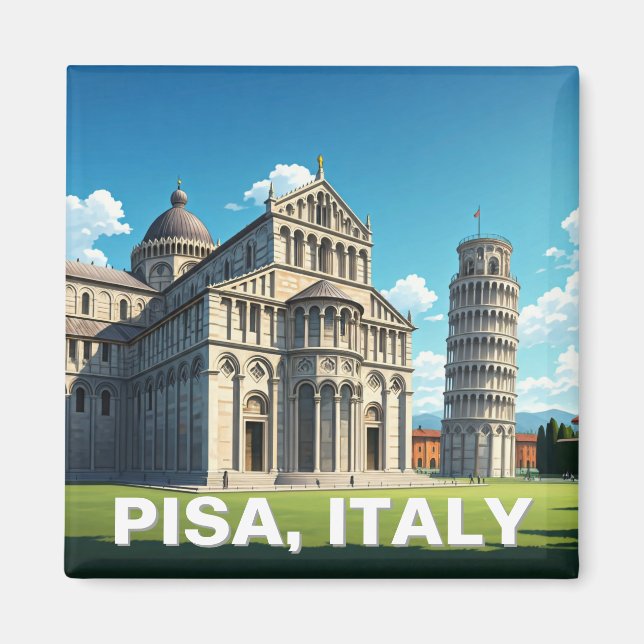 Imán Pisa Italia Viaje Piazza dei Miracoli (Frente)