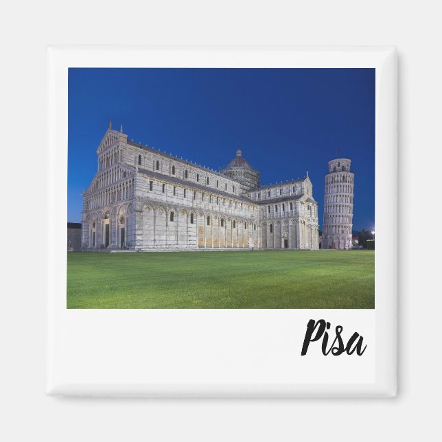 Imán Pisa Leaning Tower Night Panorama Italy Gift (Frente)