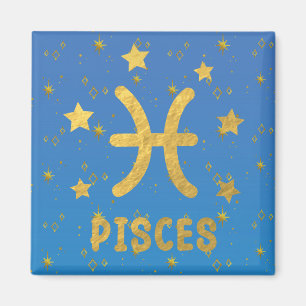 Imán Pisces Zodiac Blue and Gold Magnet
