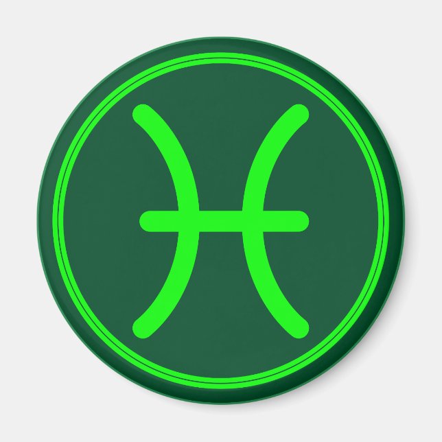 Imán Pisces Zodiac Symbol Green Contrast (Frente)