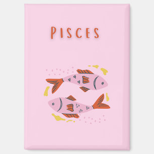 Imán Piscis rosa, zodiaco, impresión de signo zodiacal