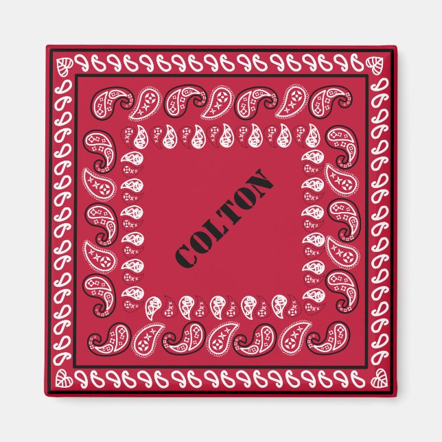 Imán Pisley Bandana Occidental Rojo y Negro Personaliza (Frente)