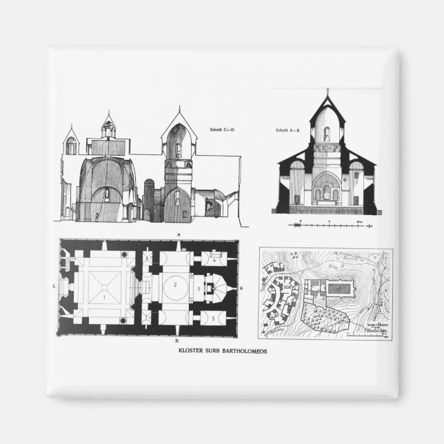 Imán Piso del monasterio de Saint Bartholomew y plan de (Frente)