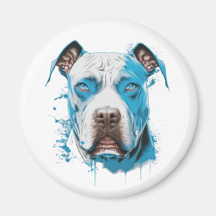 Imán Pitbull blanco con ojos azules