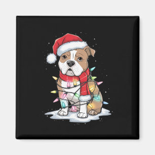 Imán Pitbull Christmas Tree Cute Santa Hat Ilumina Navi