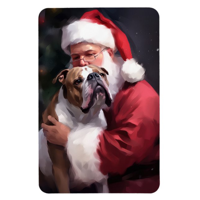 Imán Pitbull con Santa Claus Festivo de Navidad (Vertical)