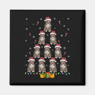 Imán Pitbull Dog Santa Hat Xmas Ilustra a los hombres C