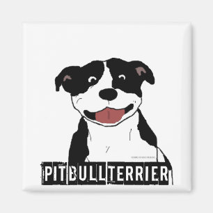 Imán Pitbull sonriente (apenas nombre blanco y negro de
