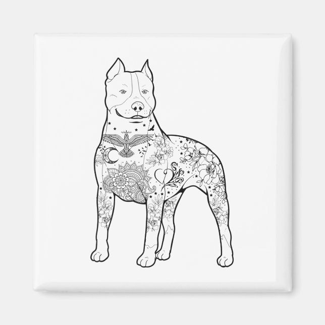 Imán Pitbull Tattoos Diseño Entrenador Perro Guay Pitbu (Frente)