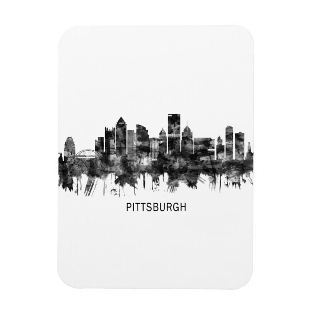 Imán Pittsburgh Pennsylvania Skyline BW (Vertical)