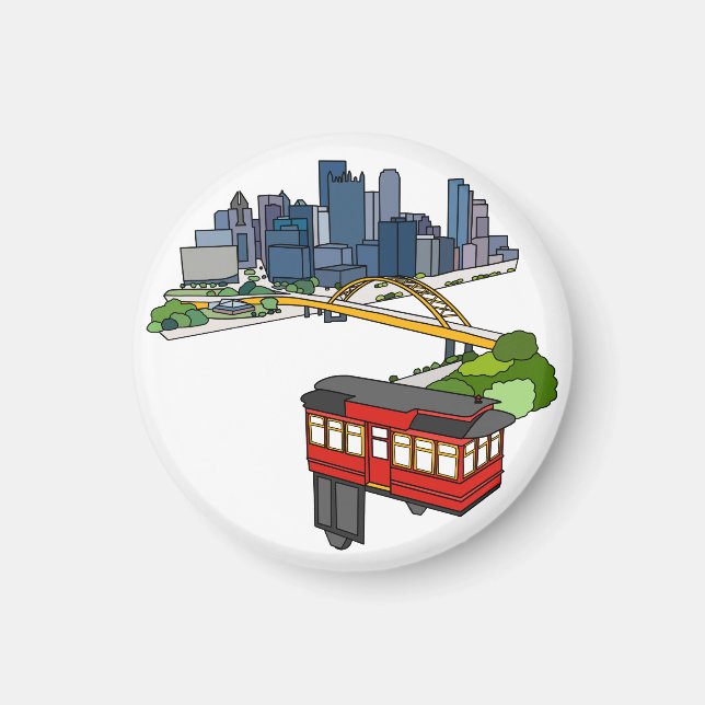 Imán Pittsburgh Pennsylvania Steel City Skyline Art Can (Frente)