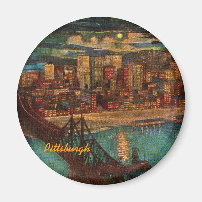Imán Pittsburgh Por Moonlight Magnet (Frente)
