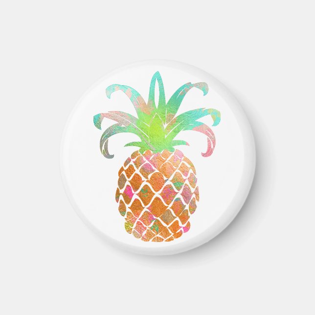 Imán PixDezines Aloha Pineapples/fondo DIY (Frente)