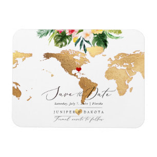 Imán PixDezines Elegant Gold Map Save the Date